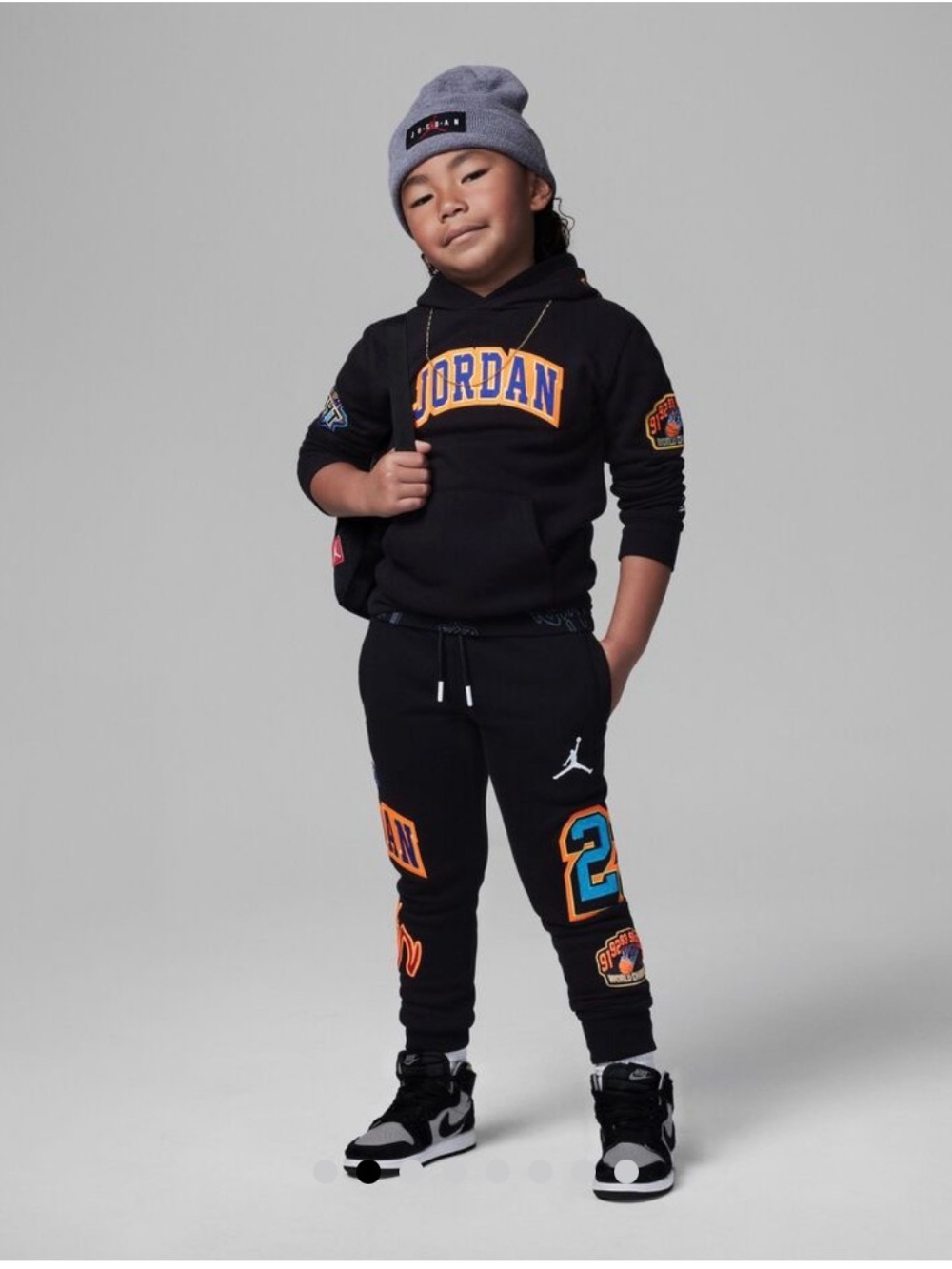 Jordan Kids Boys(13-15) Jp Pack Pull Over Hoodie Black And Pant Sets Size XL